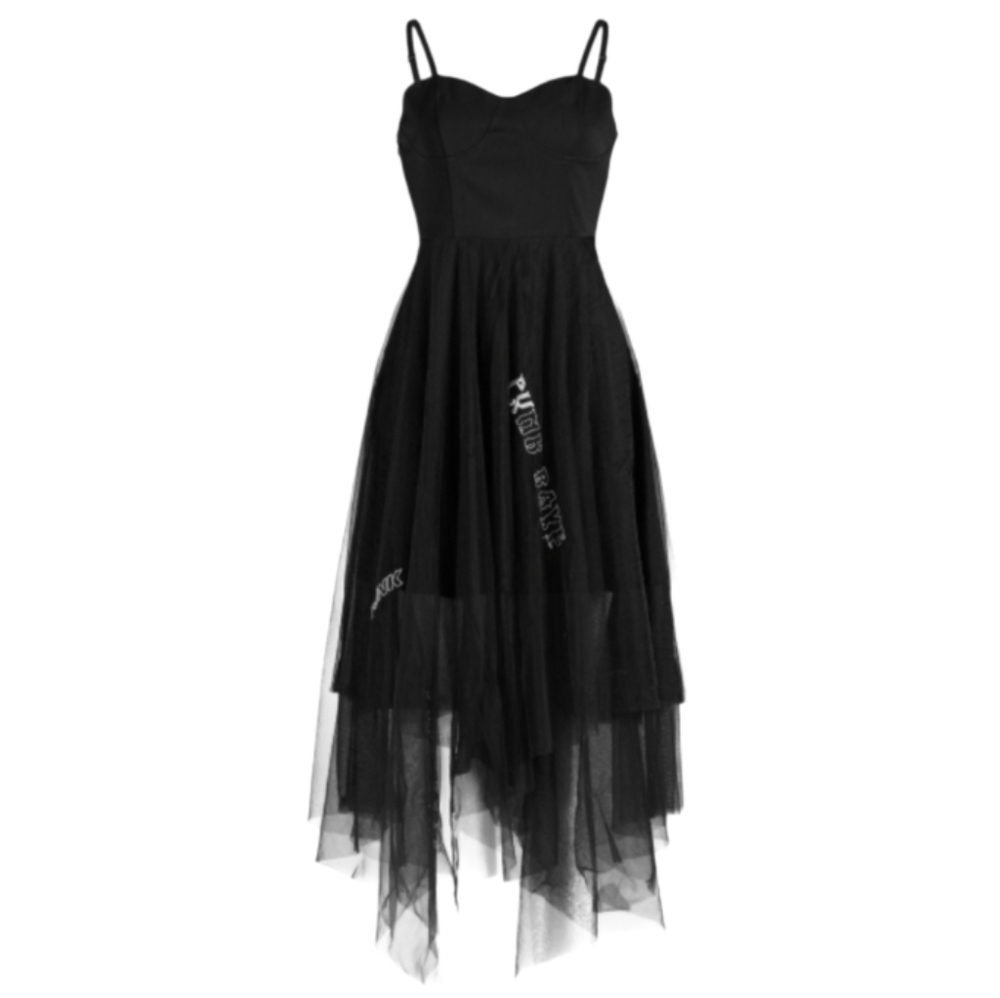 Punk Rave Black Mesh Corset Sleeveless‎ Mesh I'M NOT CUTE Goth Gothic Dress